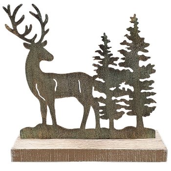 Reh-Baum-Deko, 18x17.5x6 cm