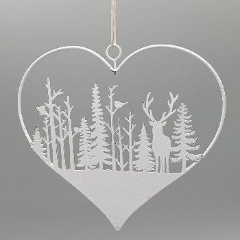 Herz mit Hirsch zH. 19x7 cm